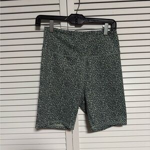 Women's Mint Green and Black Leopard Print Bike Shorts